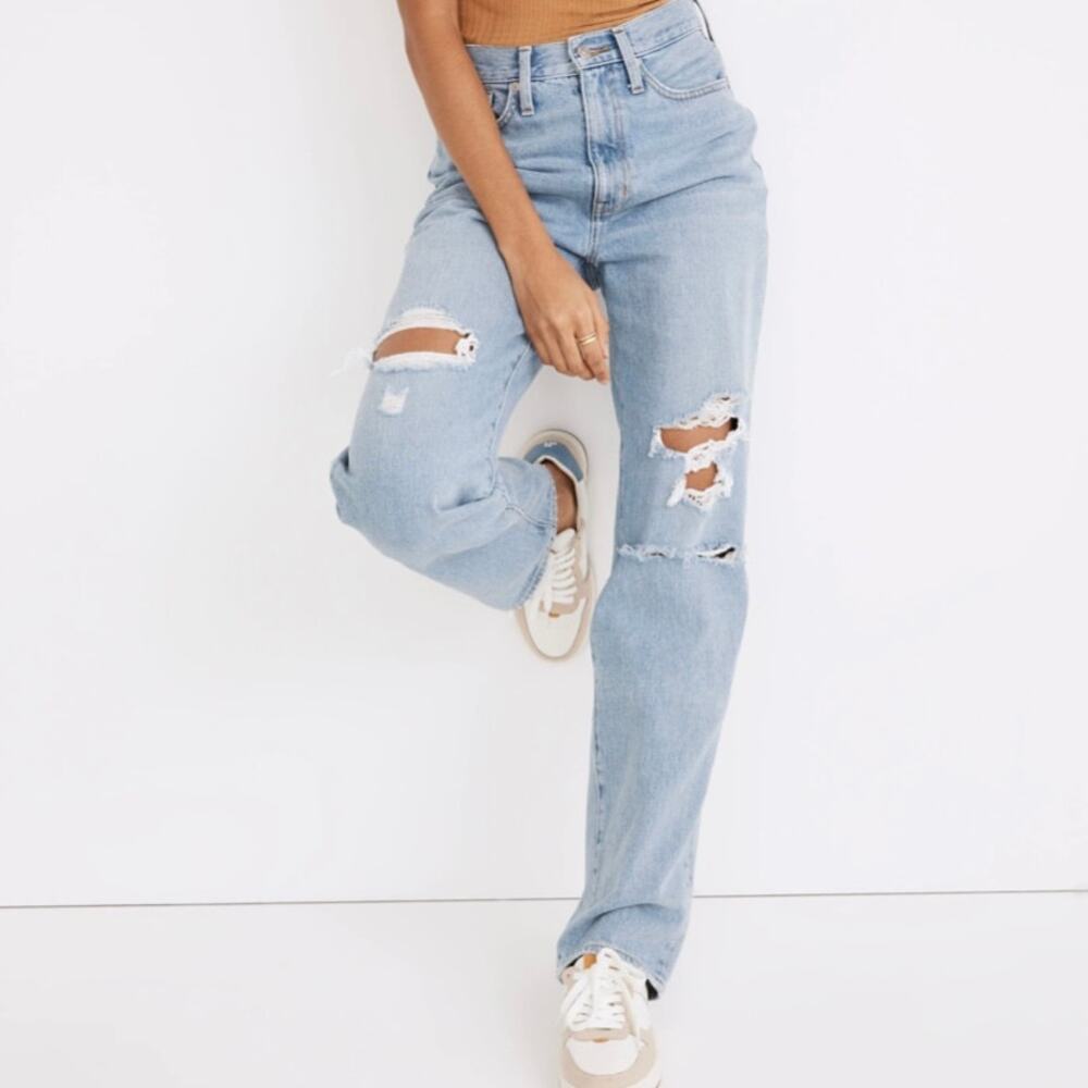 Madewell Baggy Straight Jeans Sz 25 Earlhurst Ripped Edition ND550 90s Grunge